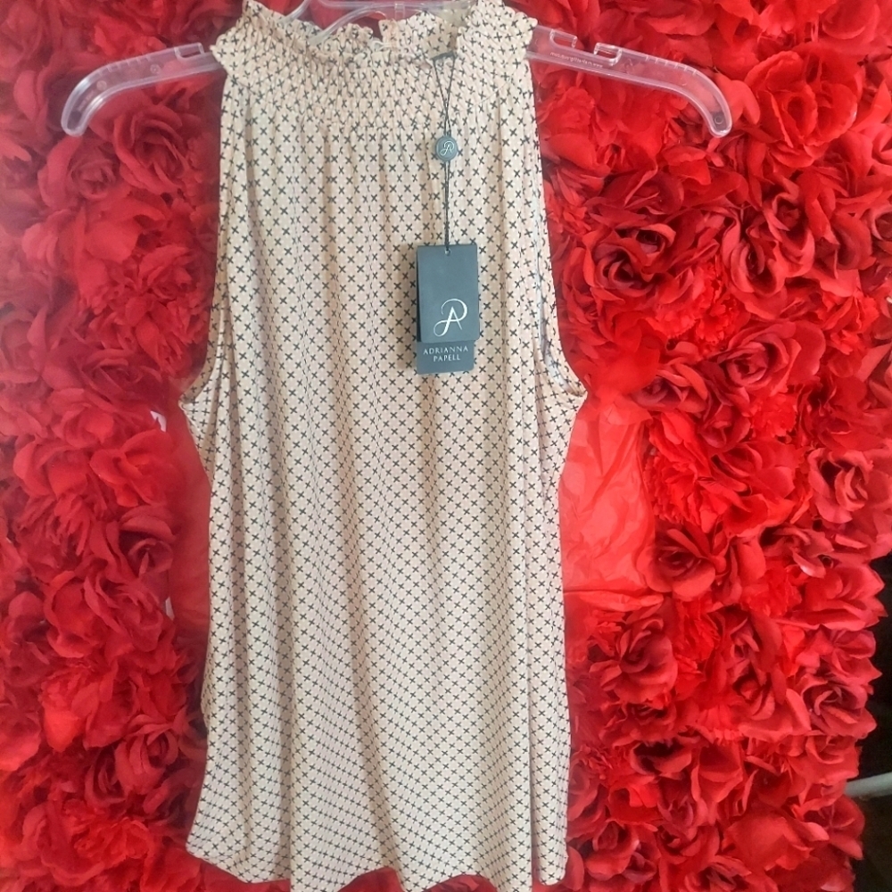 Adrianna Pappel NWT Women's Smocked Neck Printed Halter Top Size Large